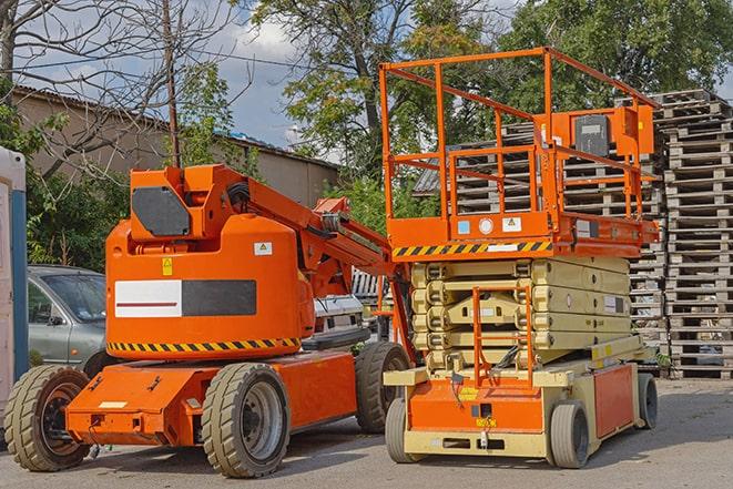 forklift moving crates in a large warehouse in Bargersville